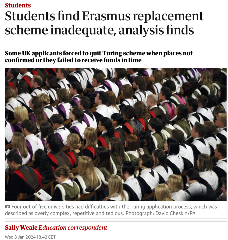 AlexTaylorNews's tweet image. 🇬🇧Turing scheme falls way below 🇪🇺Erasmus+, we read. Who knew an exchange network between 27+ neighbouring countries works better than a country organizing one all on its own?

Inadequate funding, lower numbers, barriers to lower income students, administrative hassles etc etc👇