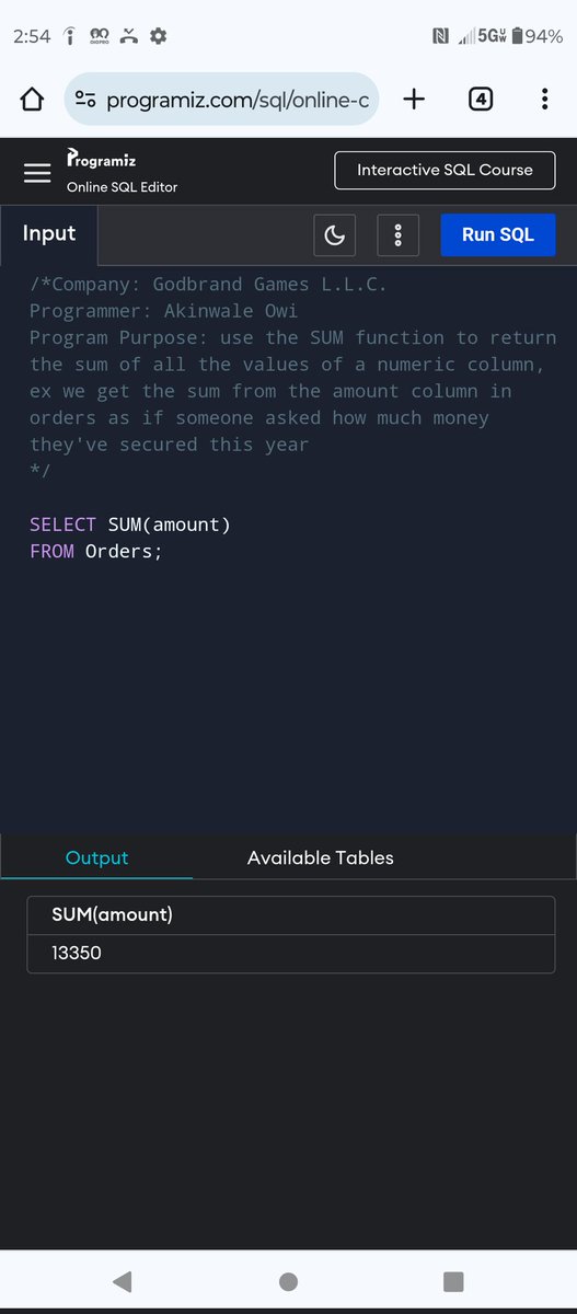 Greene_Gaming's tweet image. SQL: SUM function
#sqltraining #sqltampabay