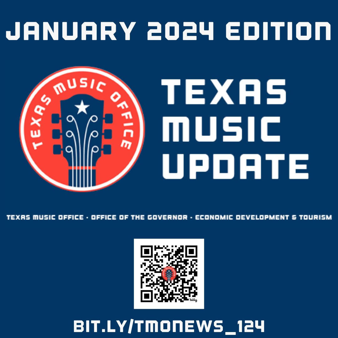 Texas Music Office (@txmusicoffice) on Twitter photo In his annual Year In Review letter to the Texas music industry, Texas Music Office Director Brendon Anthony provides a list of TMO accomplishments, including the <a href="/MusicFriendlyTX/">Music Friendly Texas</a> Program, Texas Music Incubator Rebate Program (TMIR), outreach, & more.
bit.ly/TMONews_124 In his annual Year In Review letter to the Texas music industry, Texas Music Office Director Brendon Anthony provides a list of TMO accomplishments, including the <a href="/MusicFriendlyTX/">Music Friendly Texas</a> Program, Texas Music Incubator Rebate Program (TMIR), outreach, & more.
bit.ly/TMONews_124