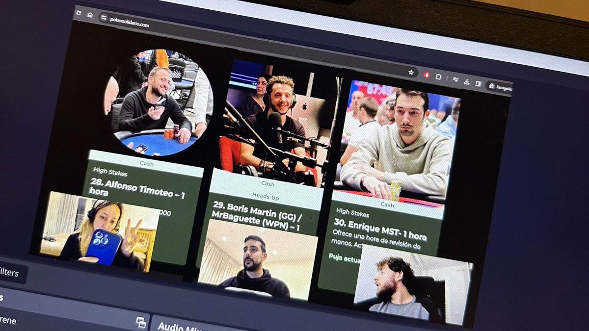 Estamos en vivo cerrando las subastas de los coachings del <a href="/Poker_Solidario/">PokerCoachingSolidario</a>! 

Entren ya mismo al directo que todavía falta cerrar a más de 50 profes/escuelas y hay muchas ofertas 🔥

Twitch.tv/pamelabalzano