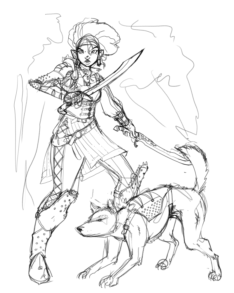 AndrewCCaputo's tweet photo. Working on the iconic characters for each race in my TTRPG project! Human, half-elf, dawn elf, dusk elf... <1/3> https://t.co/jGsLovI2nC