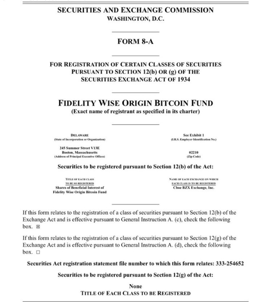 BREAKING‼️ Fidelity just filed a registration of securities for its spot #Bitcoin ETF!

LFG! 🔥