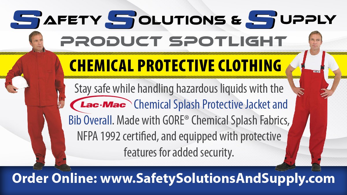 SSS_FLA's tweet image. Stay safe from hazardous chemicals with Lac-Mac&apos;s Chemical Splash Protective Jacket and Bib Overall. Made with chemical-resistant, waterproof, and breathable material, they meet NFPA 1992 Standard requirements. Shop now at zurl.co/4y7h.

#chemicalprotection