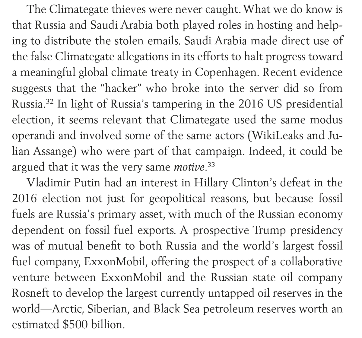 MichaelEMann's tweet photo. "Climategate" was a test run by Russia and the authoritarian right for their assault not just on climate action, but global Democracy. A couple relevant excerpts from The #NewClimateWar (https://t.co/XQf0sfK3kf): https://t.co/nKIbVL5BYG