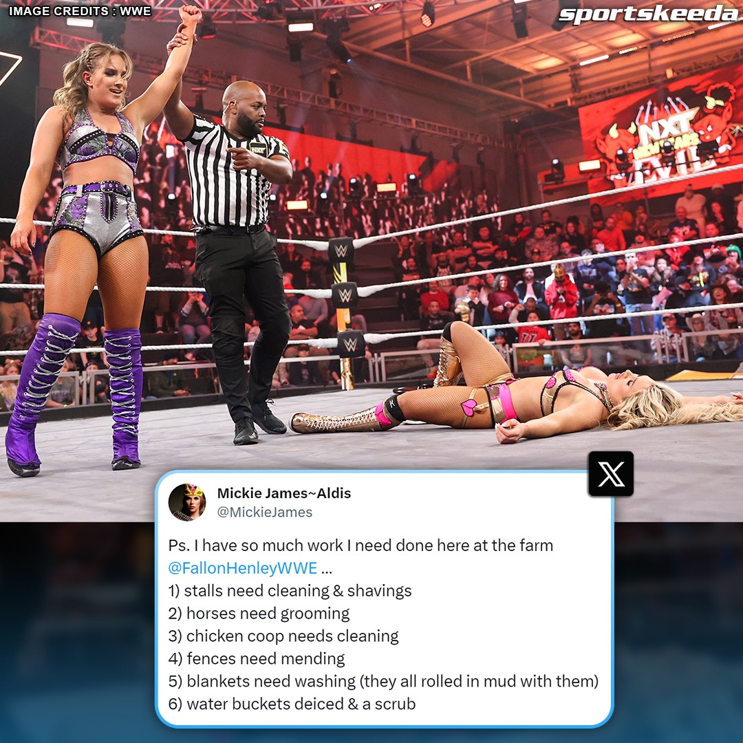 SKWrestling_'s tweet image. #MickieJames posting her chores list for #TiffanyStratton 🤣 

#WWE #WWENXT #FallonHenley