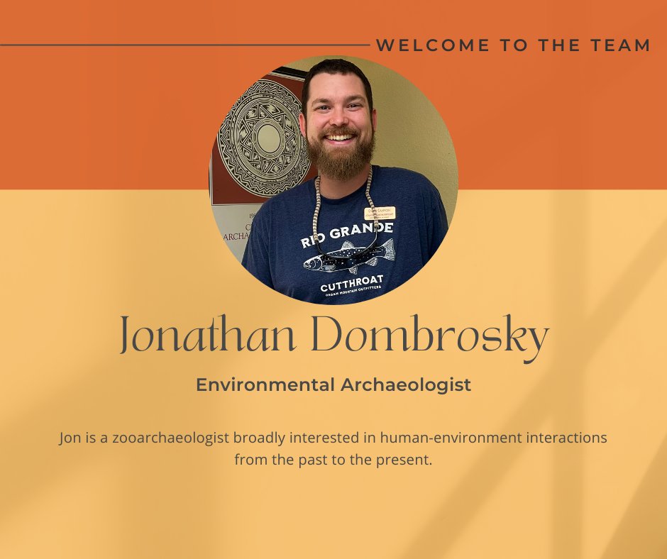crow_canyon's tweet photo. Join us in welcoming Dr. Jonathan Dombrosky as a permanent member of the team. He's been a postdoctoral scholar at Crow Canyon since 2021, and now our first Environmental Archaeologist! https://t.co/JwtQGJyu8i
#EnvArch #zooarch https://t.co/rSM2axxDjK