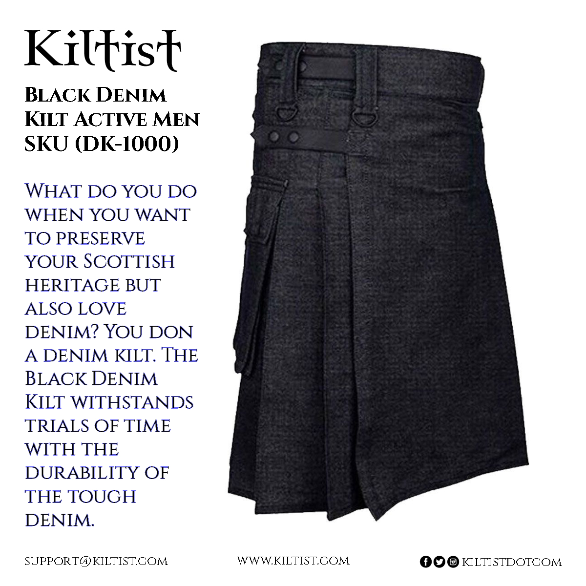 KiltistDotCom's tweet image. The Black Denim Kilt withstands trials of time with the durability of tough denim. 🕰️💪 Embrace the fusion of tradition and modern style!
Inbox us to place your order or click the URL below to order on our website
kiltist.com/black-denim-ki…
#KiltLife #BlackDenimKilt #activeman #kilt