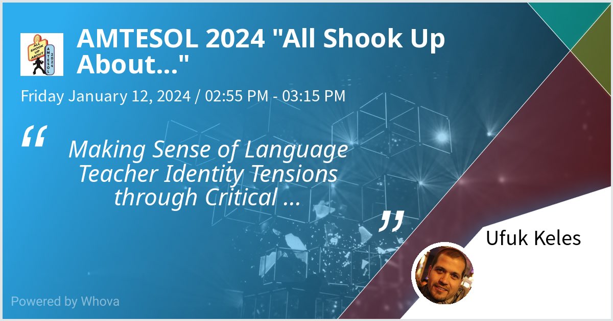 With Bedrettin Yazan, I will be giving a talk at AMTESOL 2024 'All Shook Up About...' on Making Sense of Language Teacher Identity Tensions through Critical Autoethnographic Narratives: Pedagogizing Identity in English Language Teacher Education. #amtesol2024