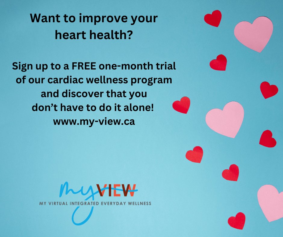 Next session starts soon. Visit my-view.ca or email us at wellness@my-view.ca. #CardiacWellness #HealthyHeart #SupportiveCommunity #heart #wellness #mindfulness #virtualwellness #hearthealth #beatheartdisease #nutrition #stress #heartpatient