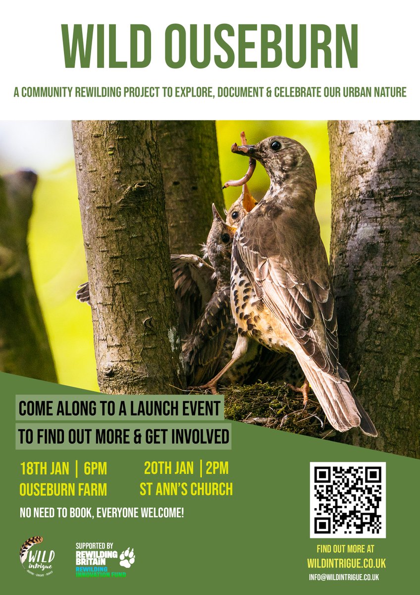 WILD OUSEBURN LAUNCH EVENTS🎉 Come along to hear all about: 🥾Ways to get involved 🐦Wildlife surveys 🦇Species habitat enhancements ✨#Ouseburn Dark Skies Weekend 💚 Equipment bought with the #WildOuseburn crowdfunder 🦢 + more Dates + locations in poster - see you there!👇