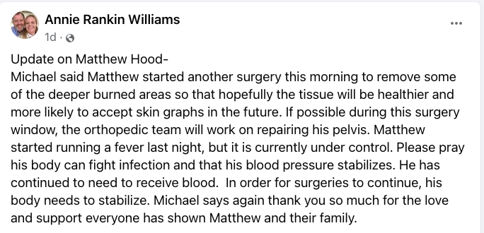 <a href="/AuburnU/">Auburn University</a> family, one of our own needs our help. Michael Hood's son was in a terrible accident on Dec. 29. Michael is a long-time supervisor in AU's Facilities division. Details about Matthew are in the attached posts. Please help if you can: gofund.me/59f2186f <a href="/AUFAMILY/">AUFAMILY</a>