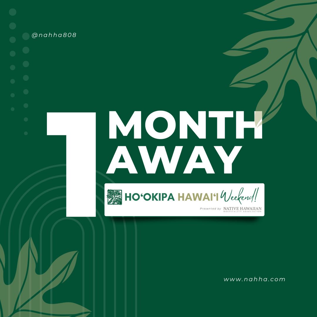 Just ONE MONTH until our first annual Hoʻokipa Hawaiʻi Weekend event at the Royal Hawaiian Center!  We'll see you there )