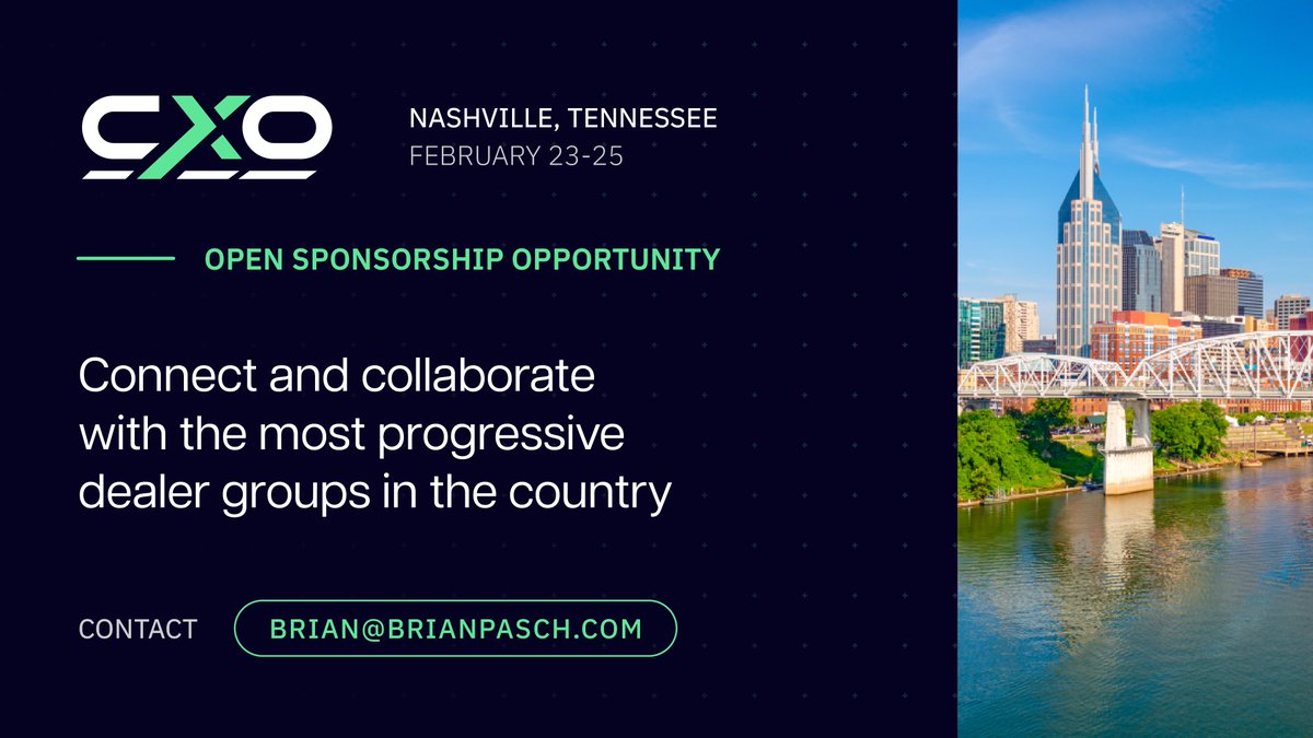 #DEALER_GROUPS The CXO Network is comprised of large dealer groups who are focused on innovation and leading change in #automotiveretail. Our next meeting is Saturday, February 24th.  Companies who serve #autodealers are invited to contact me about being one of three sponsors for