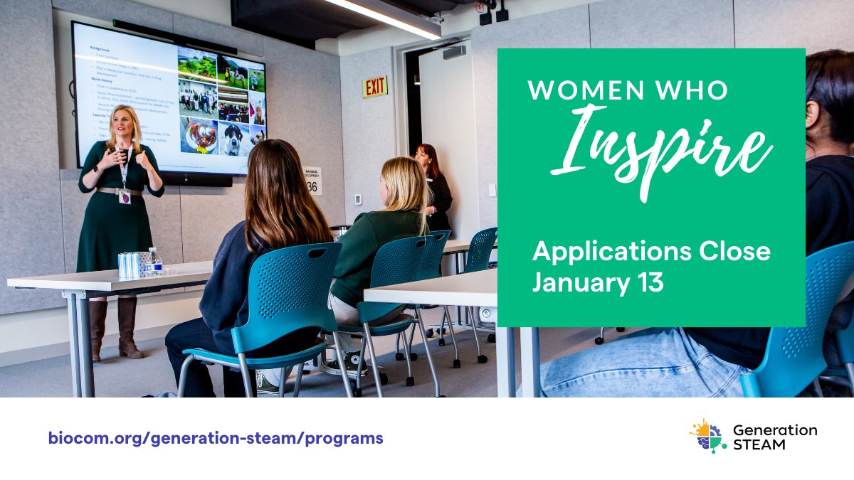 Biocom's tweet photo. Contribute to the long-term impact of empowering the next generation of women in STEAM by sponsoring @LoveSTEMSD's Women Who Inspire program. Help create a more diverse and inclusive workforce today. Learn more: https://t.co/5pWNDuoxff https://t.co/VPFpaNNKxz