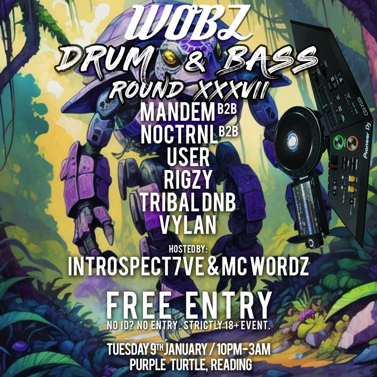 PurpleTurtleRdg's tweet photo. WOBZ - back down in the Dungeon for the first time in 2024!
FREE ENTRY - 10pm to 3am
#wobz #drumandbass #readingnightsout https://t.co/guIq6w4xCO