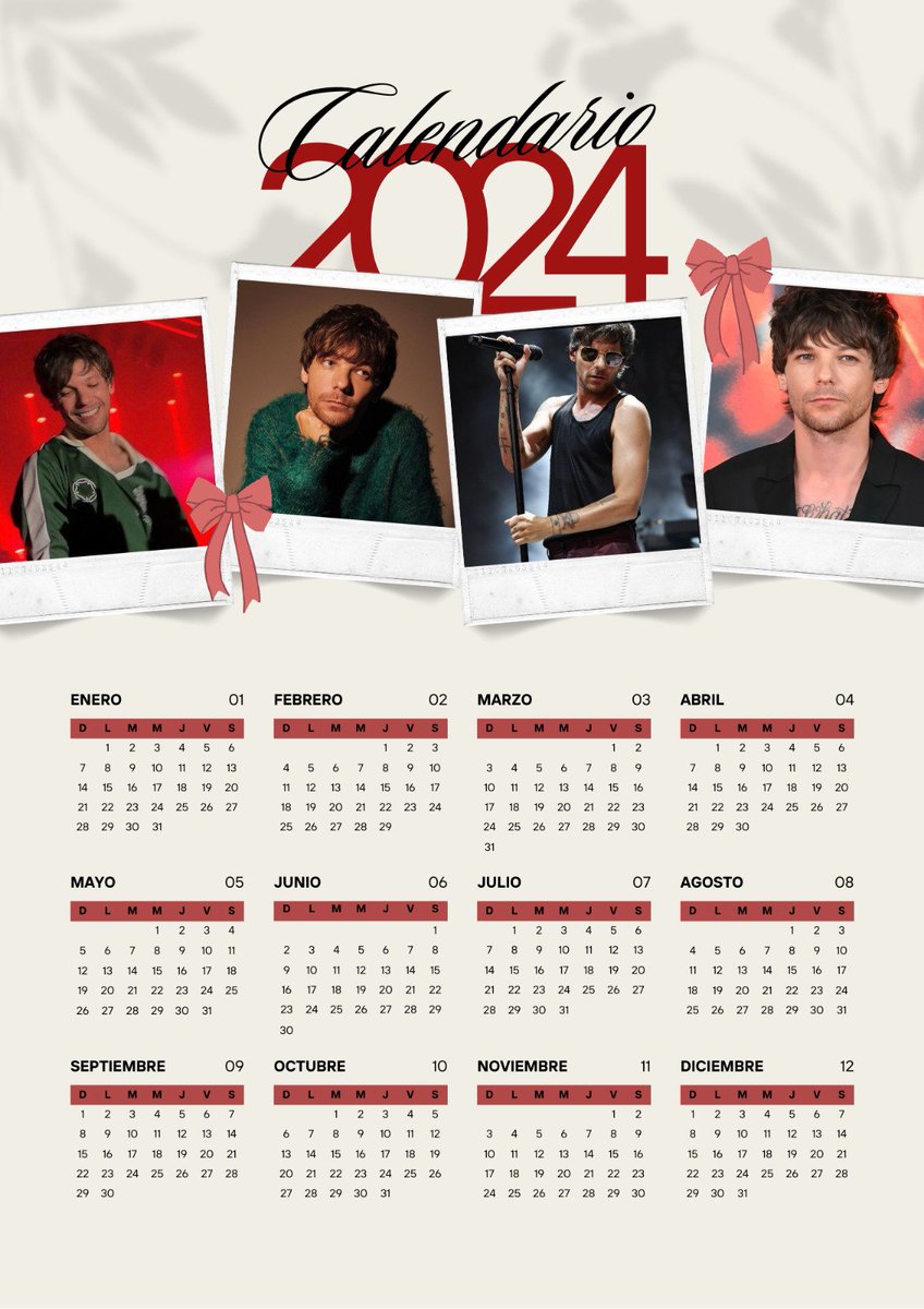 Calendario 2024 con temática de Louis Tomlinson 🎀