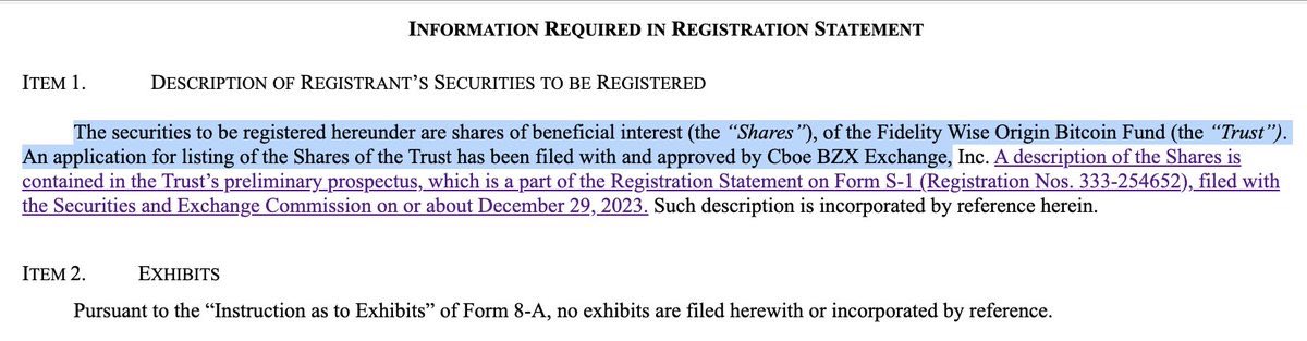 🚨JUST IN: Cboe, one of the largest U.S. stock exchanges, has approved an application by Fidelity Investments to list shares of a #Bitcoin exchange-traded fund (ETF).