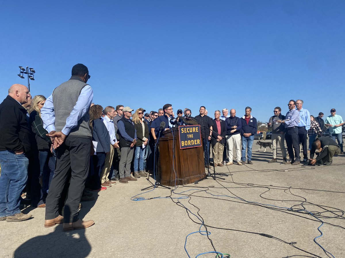 kadiagoba's tweet image. Speaker Johnson’s addressing the press with a bunch of members behind him