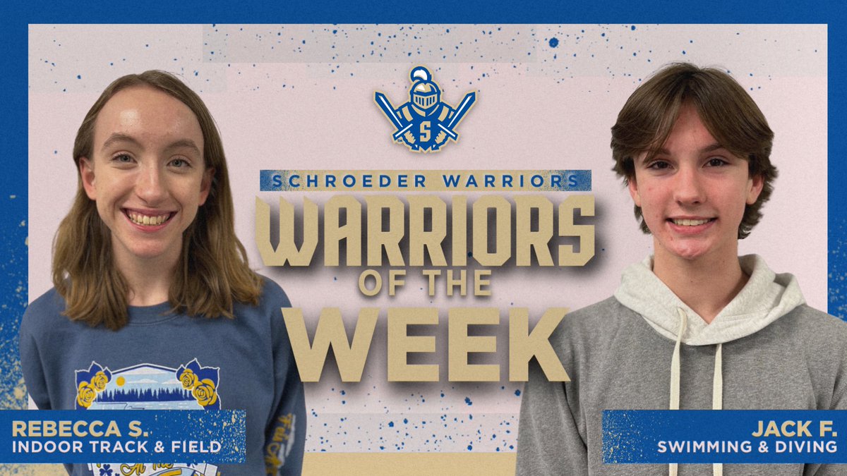 SchroederSports's tweet photo. The first word both of our coaches used to describe this weeks ‘Warriors of the Week?’

✅ Amazing. 

Hardworking, driven, teammates love them, so much potential… among others. 

Sounds like great reps for Warrior Nation!  Well done, Rebecca &amp; Jack! ⚔️ https://t.co/UEicVFvMFA