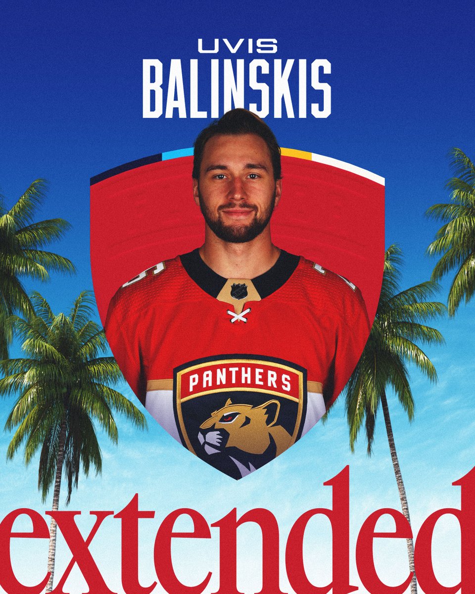 FlaPanthers's tweet photo. We have agreed to terms with Uvis Balinskis on a two-year contract extension through the 2025-26 season!

📝 » https://t.co/JAr8YHdZGl https://t.co/5tw1BSYES2