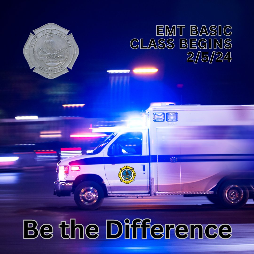 MSFireAcademy's tweet image. New Year&apos;s Resolution to become a more well-rounded #Firefighter? Consider this your sign! #MSFA #EMTBasic is enrolling; class begins Feb 5, 2024.  Don&apos;t just make a difference in 2024. Be the Difference