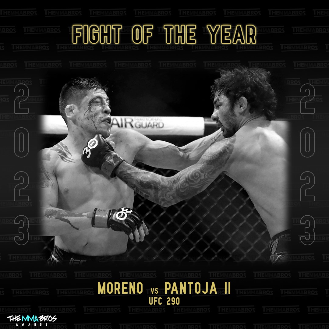 Today fight of the year!
Our award goes to the back and forth battle that earned @Pantojamma his belt over @theassassinbaby!
#Pantoja #mma #awards #Moreno #fight2023 #brosawards #ufc290