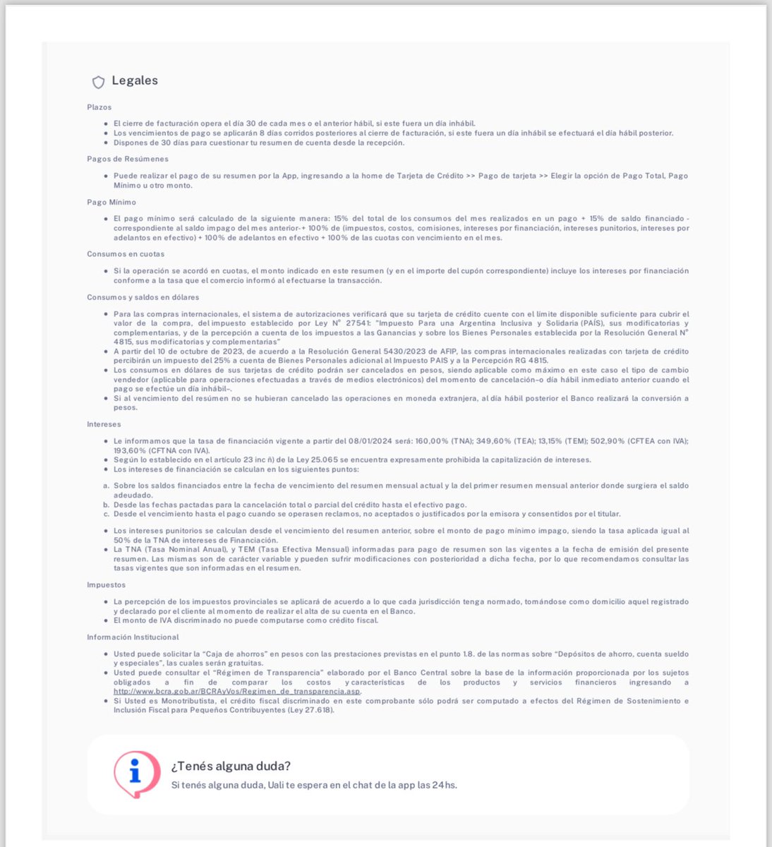 Felices mis ojos que ven las legales del resumen de tarjeta de crédito con margen justificado #toc Gracias <a href="/jackelinjara/">Jackie</a> 😎
<a href="/uala_arg/">Ualá Argentina</a>