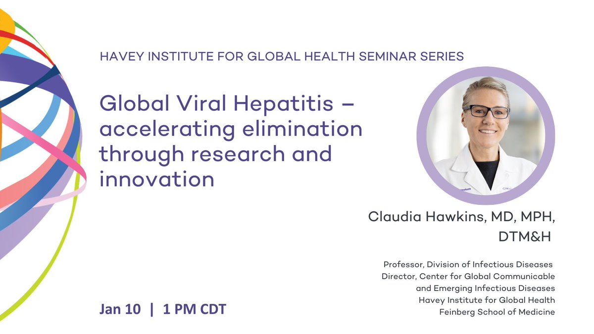 Join @FSMGlobalHealth for their January #IGHSeminar featuring Director Claudia Hawkins, MD, MPH! This seminar will focus on accelerating the elimination of global viral hepatitis through research and innovation. 🗓 Wed, Jan. 10 ⏰ 1–2 PM CT 📍 Zoom spr.ly/6015R929H