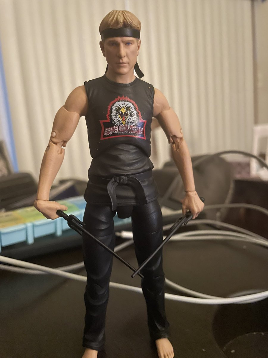I got my Johnny Lawrence figure.. and I’m sending it to the internet!!! 
#Bitelikeaneagle #eaglefang #JohnnyLawrence