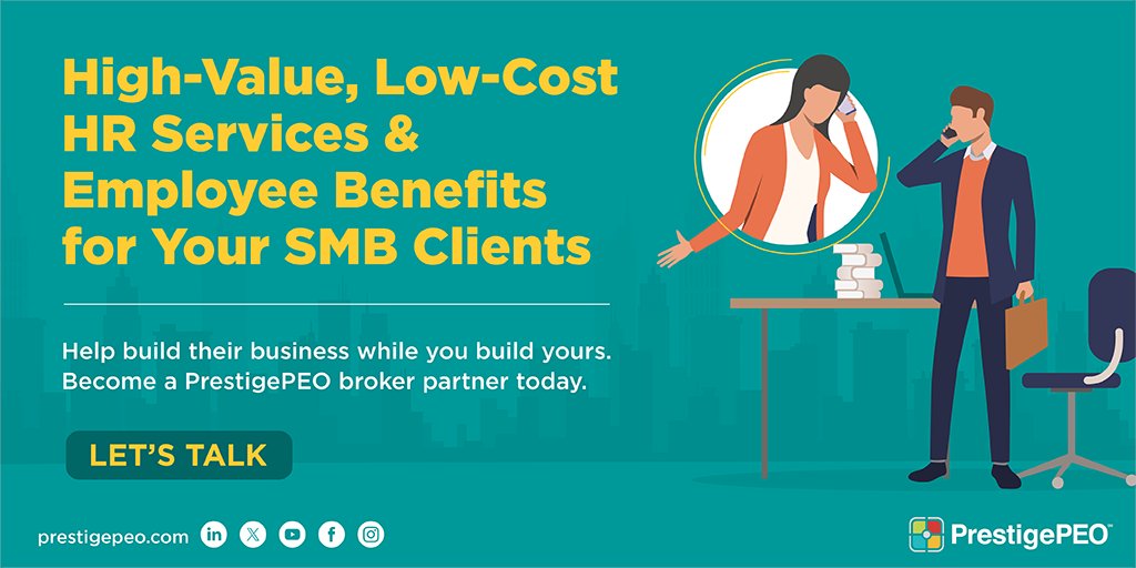 #BenefitsAdvisors, join us in 2024 to learn about the comprehensive #HRsolutions PrestigePEO can offer your #SMB clients. Get in touch to learn more about #PEO services and #employeebenefits! zurl.co/fIr8