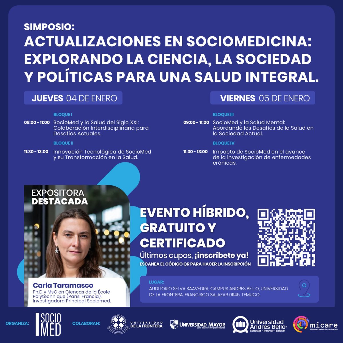 nmsociomed's tweet photo. ¡Últimas horas! No te quedes afuera 😱 Este  4 y 5 de enero de 2024, se llevará a cabo el evento "Actualizaciones en Sociomedicina". 

👀 Inscríbete en https://t.co/2YNW2xbHZp
💬 Evento híbrido.
🗞️ Cuenta con certificación. 
✅ 100% gratuito y abierto a la comunidad. https://t.co/mon54JcWwV