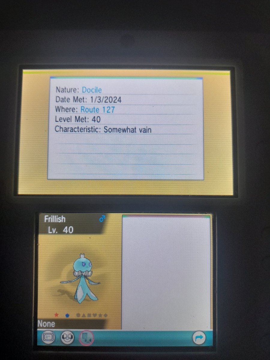 IcyBlitzyHunter's tweet photo. Lets goo! Shiny Male Frillish at 316 Dexnav On Alpha Sapphire! ✨️✨️
#ShinyPokemon #PokemonOmegaRubyAlphaSapphire #Nintendo2DS #ShinyDexnav https://t.co/bhon1YKUqx