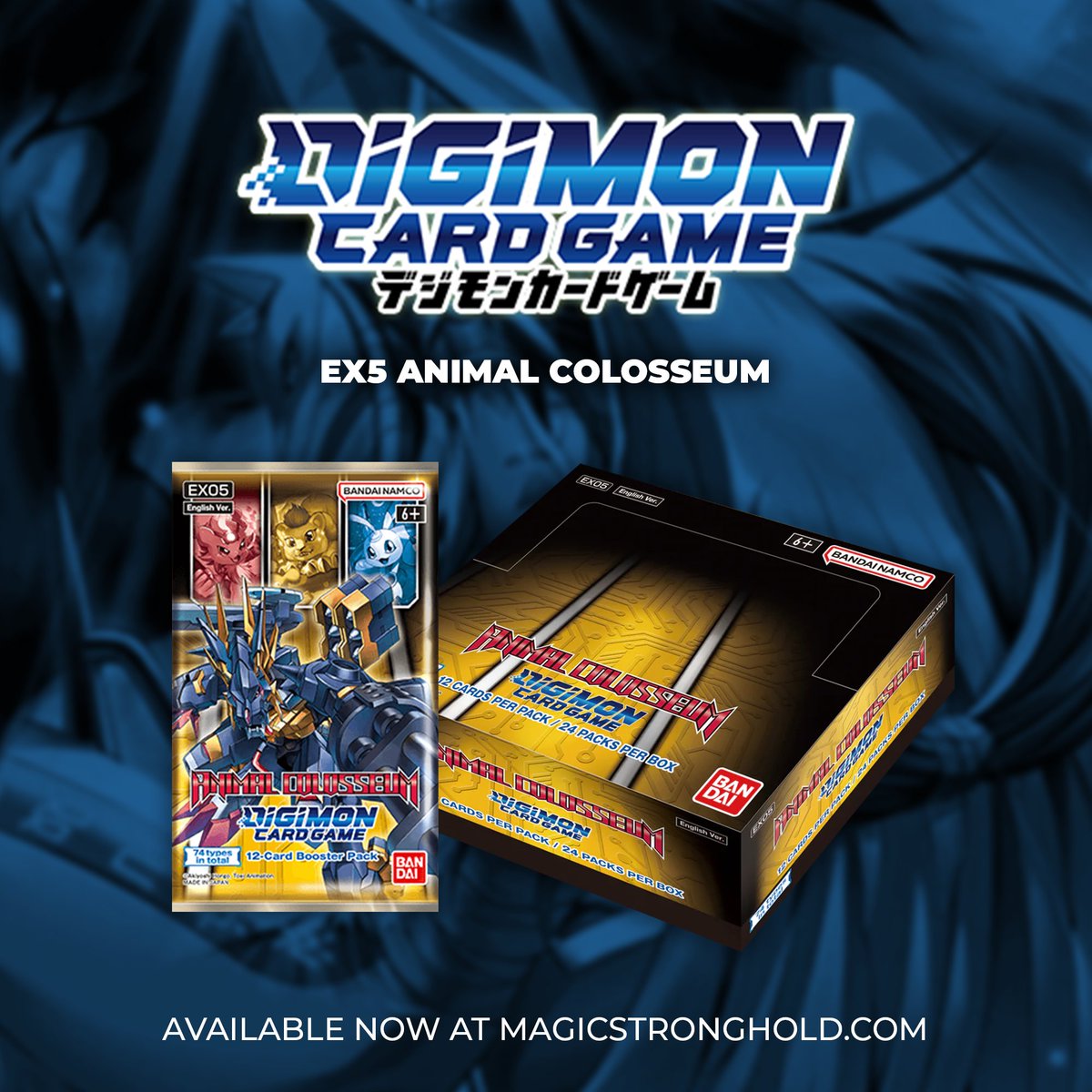 Digimon Tamers! The long awaited set EX5 set is finally out now! With mighty cards such as the Four Sovereigns in ACE form, the short lived Garurumon engine, and the great Demon Lord Leviamon finally makes an appearance!

Preorder now at magicstronghold.com!