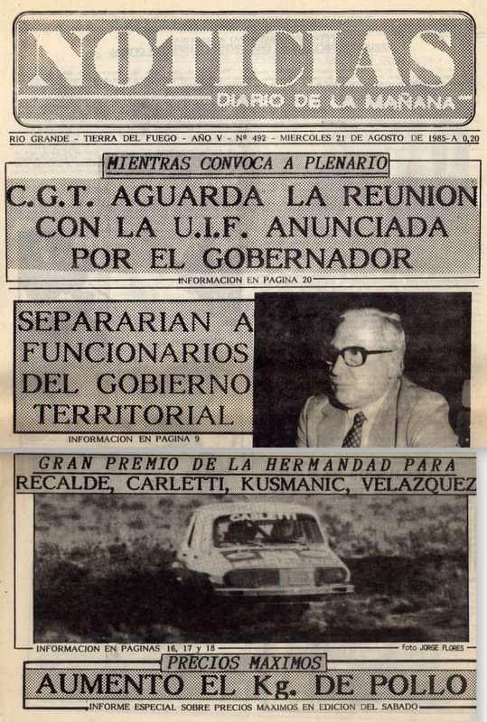 GpHistorico's tweet photo. 1985. La nota de color el debut del VW Gacel.
El diario Noticias informaba como ganadores a Velazquez (Toyota Starlet), Kuzmanic (Fiat 1300 3P), Carletti (Renault 12) y Recalde (R18) quien marcaba la que sería su 5° victoria consecutiva en la general siempre manejando un R18 https://t.co/CjbyAqg6qO