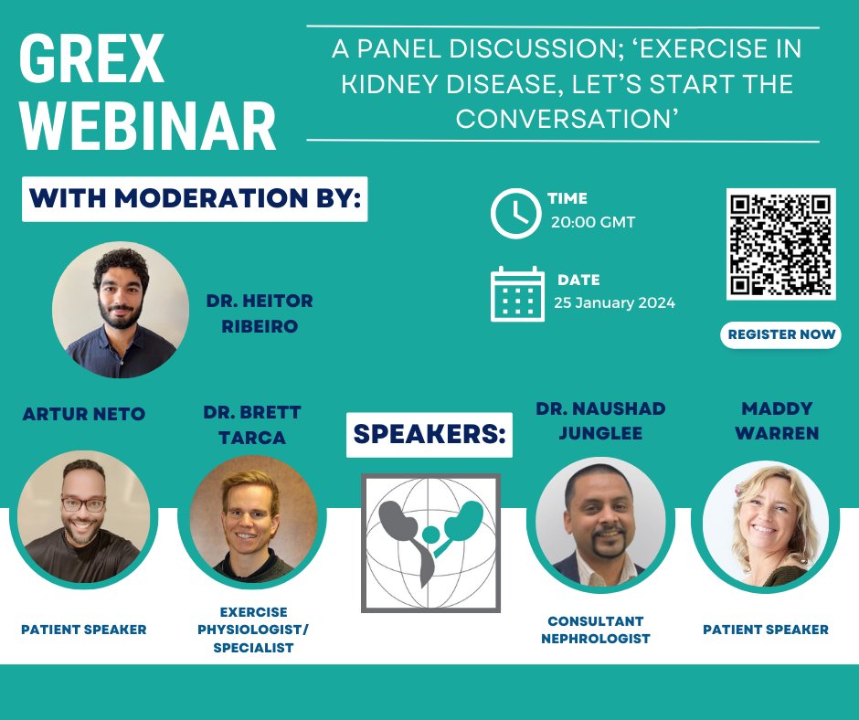 📢 Register now for our next GREX Webinar with Dr. <a href="/BrettTarca/">Brett Tarca</a>, Dr. Naushad Junglee, <a href="/queenofdialysis/">Maddy Warren</a>, and Artur Neto with moderation by Dr. <a href="/heitorribeiros/">Heitor Ribeiro 🇧🇷</a> 

📅: 25 January 2024
⏰: 20:00 GMT

🔗shorturl.at/rUZ15