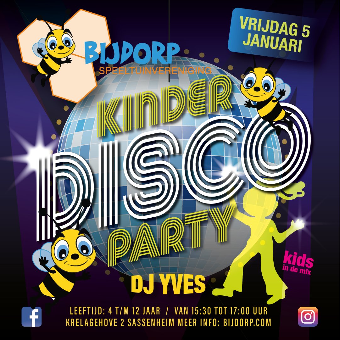 Party in the house! DJ Yves is vrijdagmiddag 5 januari bij Speeltuin Bijdorp! Kom je ook lekker dansen? Voor kinderen van 4 t/m 12 jaar. Moeders mogen ook😉 We starten om 15:30 uur. Tot vrijdag!