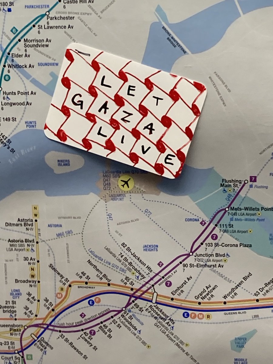 ckaratnytsky's tweet image. #FTrain for #FreePalestine 

3 Jan 2024

[Let Gaza Live sticker on nyc subway map.]