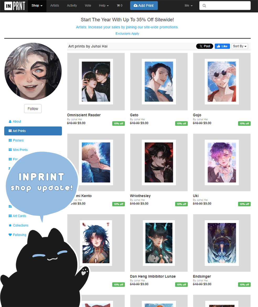 juhaihai's tweet image. UPDATED my inprnt st*re with new prints for 2024!! π πΈπ·Check em out!!! Link below the thread~ π·