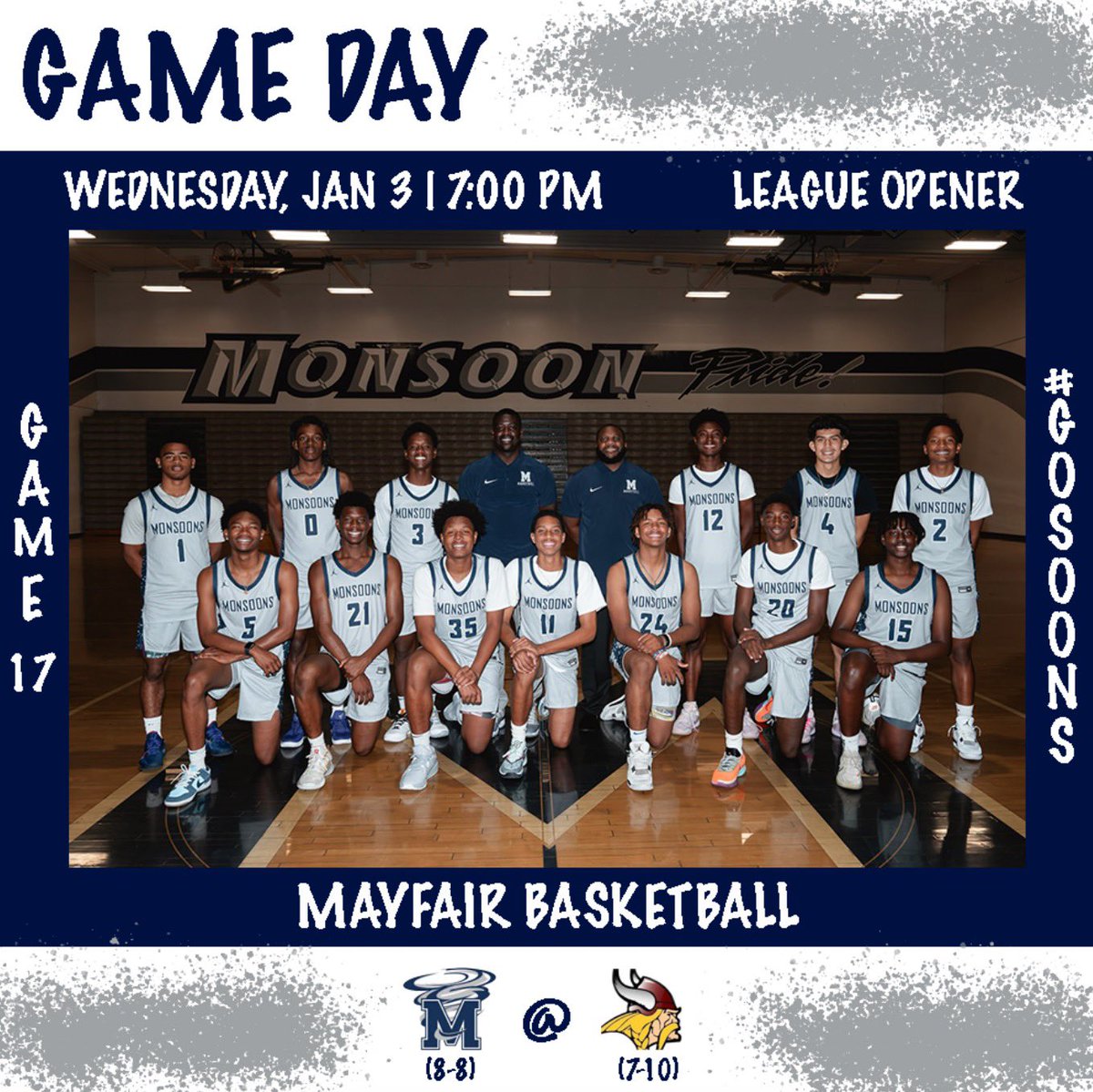 🚨GAMEDAY🚨 🌪️| (8-8, 0-0) Mayfair Monsoons 🆚| (6-10, (0-0) Downey Vikings 🏟️| Suburban Valley Gateway League Opener 📍| Downey High School 🎟️| GoFan #GoSoons🌪️