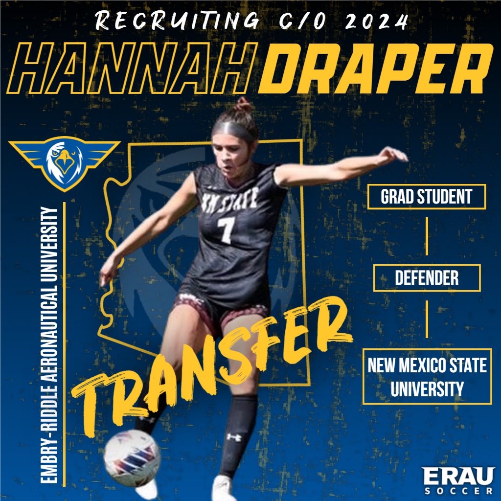 Embry-Riddle AZ WSOC (@erauazwsoccer) on Twitter photo 🚨🚨🚨Transfer Alert🚨🚨🚨
No better way to start off 2024 than by announcing <a href="/hannahdraper14/">hannah draper</a> will be joining the squad this fall! Welcome to our Eagle family Hannah! #newERAUeagle #WelcomeBackToAZ <a href="/ERAUPrescott/">ERAU Prescott</a> 🚨🚨🚨Transfer Alert🚨🚨🚨
No better way to start off 2024 than by announcing <a href="/hannahdraper14/">hannah draper</a> will be joining the squad this fall! Welcome to our Eagle family Hannah! #newERAUeagle #WelcomeBackToAZ <a href="/ERAUPrescott/">ERAU Prescott</a>
