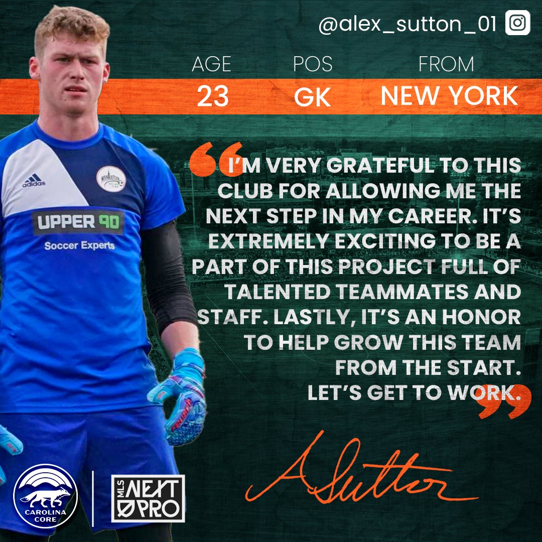 Alex Sutton, welcome to Carolina Core FC 🦊