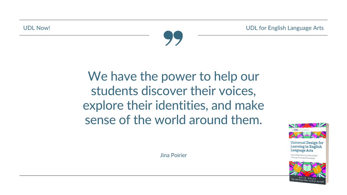 New Release! A UDL Now! Book - Universal Design for Learning in English and Language Arts: Improving Literacy Instruction through Inclusive Practices

Get your copy, now! 📚 📓

Amazon: a.co/d/bOh3fyG

#ela 
#udlnowela 
#inclusivepractices 
#restorativepractices 
#iirp