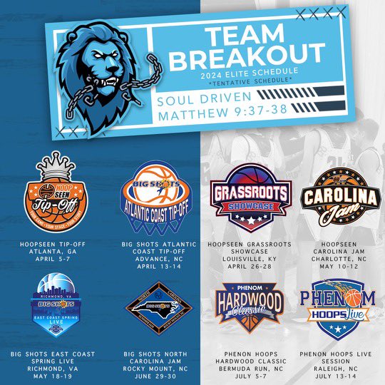 TeamBreakoutAAU's tweet photo. Coaches! Mark your calendars and catch us in action at the events below! #2024Season https://t.co/RHPwsShSak
