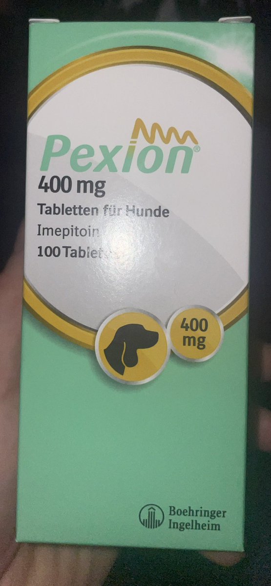 seatisfaction's tweet photo. Ich möchte etwas verschenken, an eine_n Hundebesitzer_in. Ich habe hier eine unangebrochene Packung „Pexion“, Medikament gegen Epileptische Anfälle. Flocke darf es wegen ihrer Herzinsuffizienz nicht. Es ist recht teuer, daher wäre es schade, wenn es weggeschmissen würde… https://t.co/5RSrOLd7Oo
