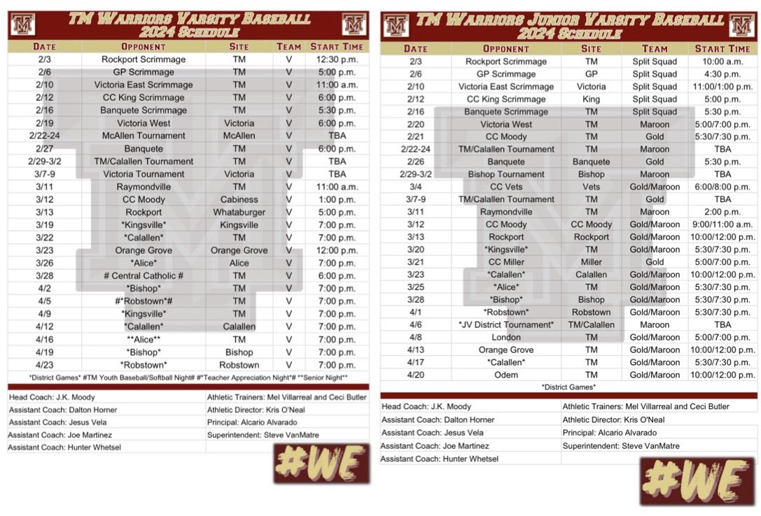 2024 <a href="/TMWarriorBSBL/">WarriorBaseball_TM</a> Schedules #WE 207 #ShowTime ™️🏹⚾️💪