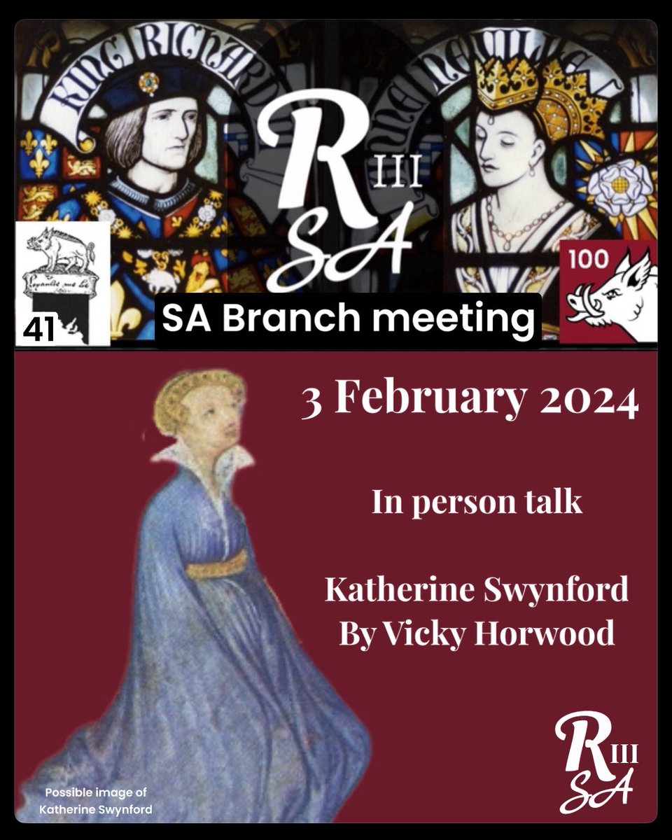 The South Australian Branch of the Richard III Society will hold its first monthly meeting for 2024 on Saturday 3 February at 95 South Terrace, Adelaide at 1:30. facebook.com/RichardIIISA?m… #richardiiisocietysouthaustralia #RichardIII #southaustralia