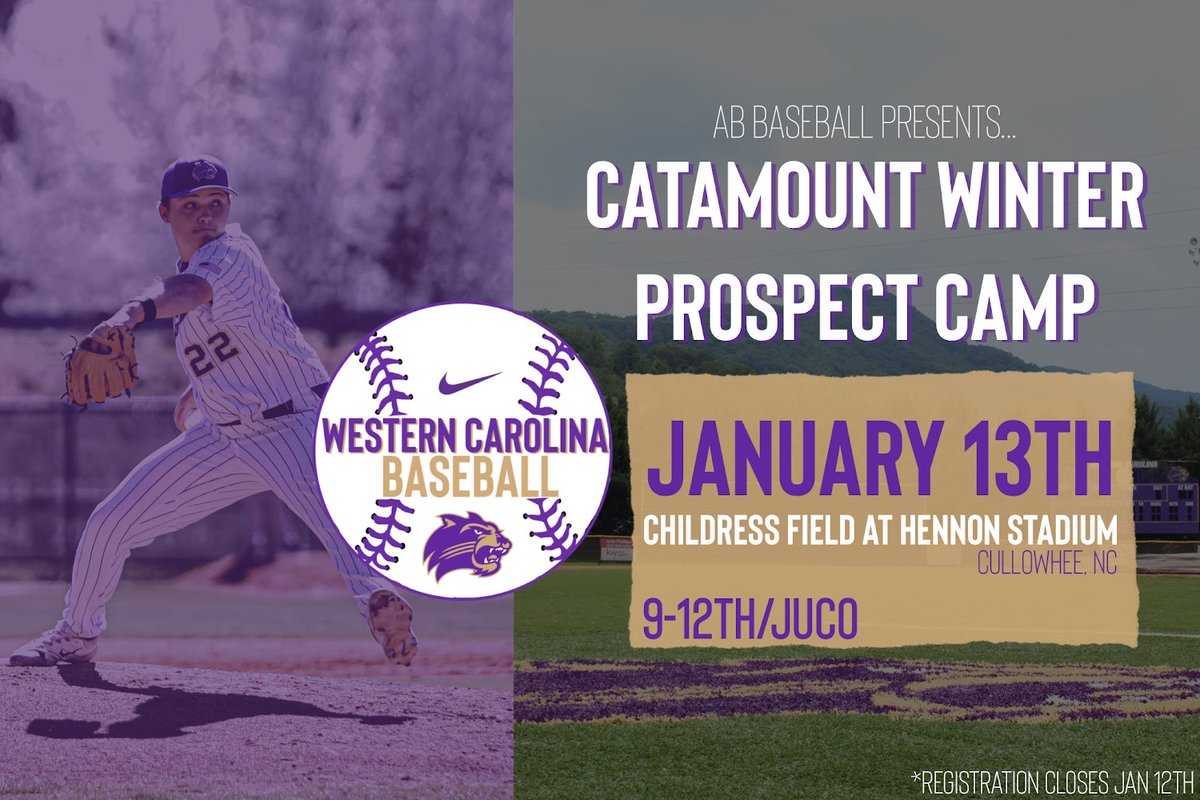 CatamountBSB's tweet photo. 🚨Don’t miss out on our LAST prospect camp before the season!🚨#wcubaseball

🔗 https://t.co/bkfClF6s9A https://t.co/bUOMLZNvOS