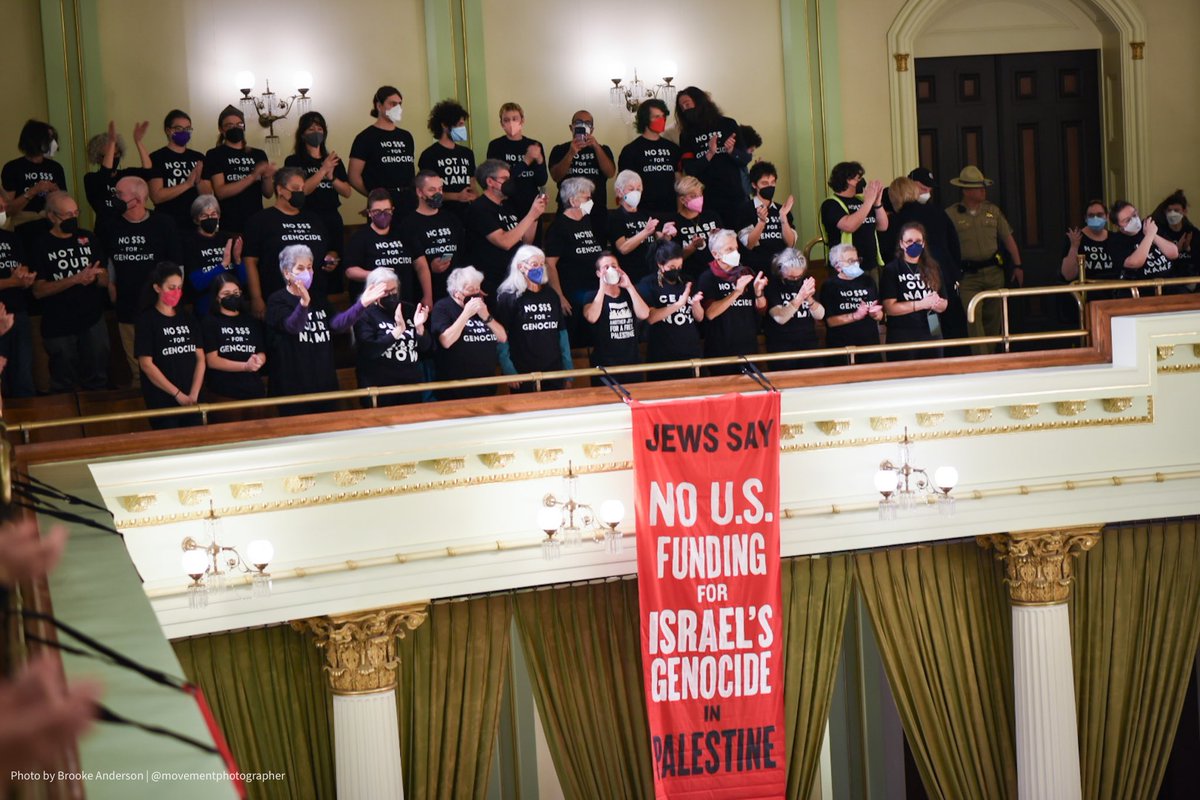 BREAKING: Hundreds of Jewish activists and other people of conscience are sitting in at the CA State Capitol to call on legislators to back an immediate and permanent ceasefire and to divest from genocide and invest in what our community needs. #CeasefireNow #FreePalestine
