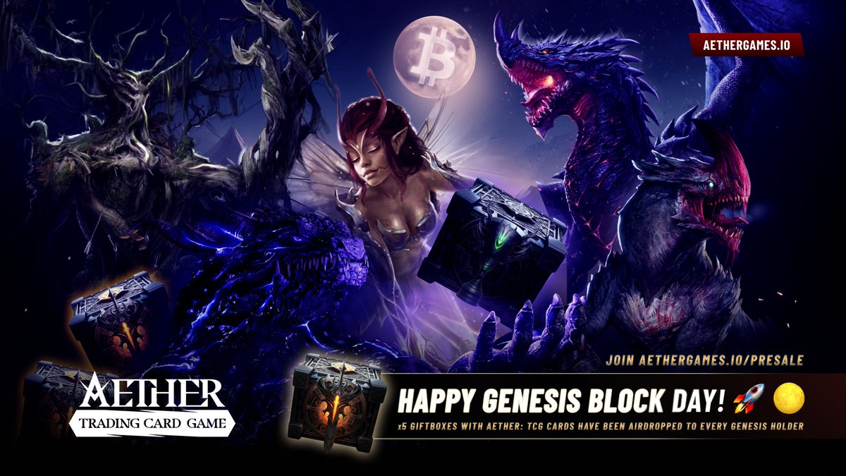 AetherGamesInc's tweet image. ❄️Today we brought a bit of extra fun (and nostalgia) for Aether community! Celebrating the festive season and #GenesisBlock Day, we airdropped 5 giftboxes with @AetherTCG tradable cards to all our Genesis Holders! Hurray! 

🐲Happy season, everyone!

What's your best catch? 🚀🌕