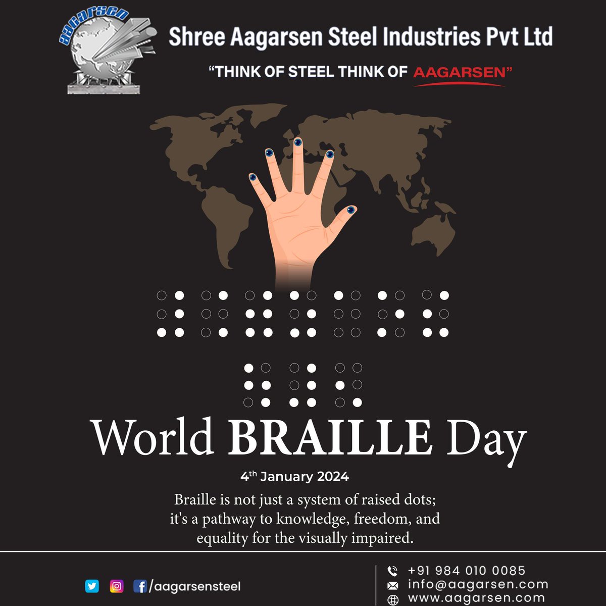 Happy World Braille Day! 🌐📚 
.
THINK OF STEEL, THINK OF AAGARSEN !!!
.
To Order @98401 00085
Discover more: buff.ly/2tGf36K
.
#steel #steelindustry #trend #steelworks #steelbook #WorldBrailleDay #BrailleLiteracy #BrailleForAll #EmpowerBlindness #WorldBrailleDay2024